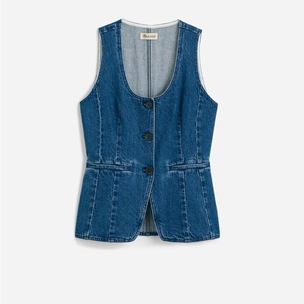 Denim Scoopneck Cutaway Vest in Dowe Wash